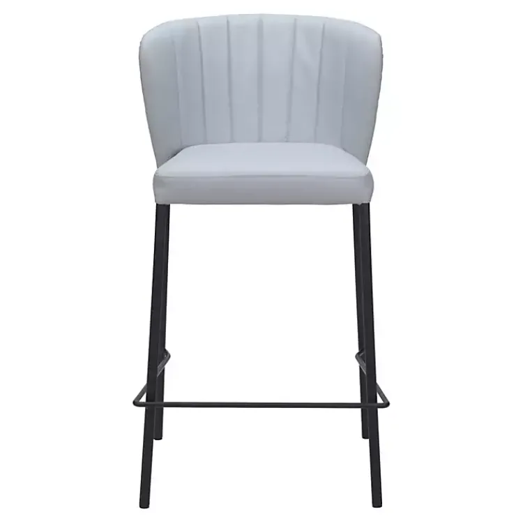 Kirklands Home Bar Stools & Counter Height Stools|Faux Leather Liddy Counter Stools, Set of 2 Gray