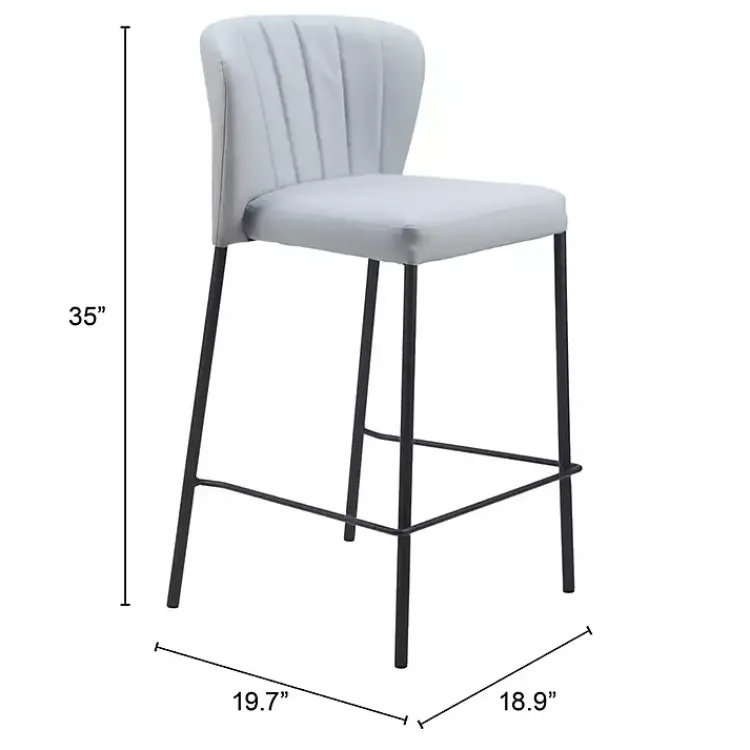 Kirklands Home Bar Stools & Counter Height Stools|Faux Leather Liddy Counter Stools, Set of 2 Gray