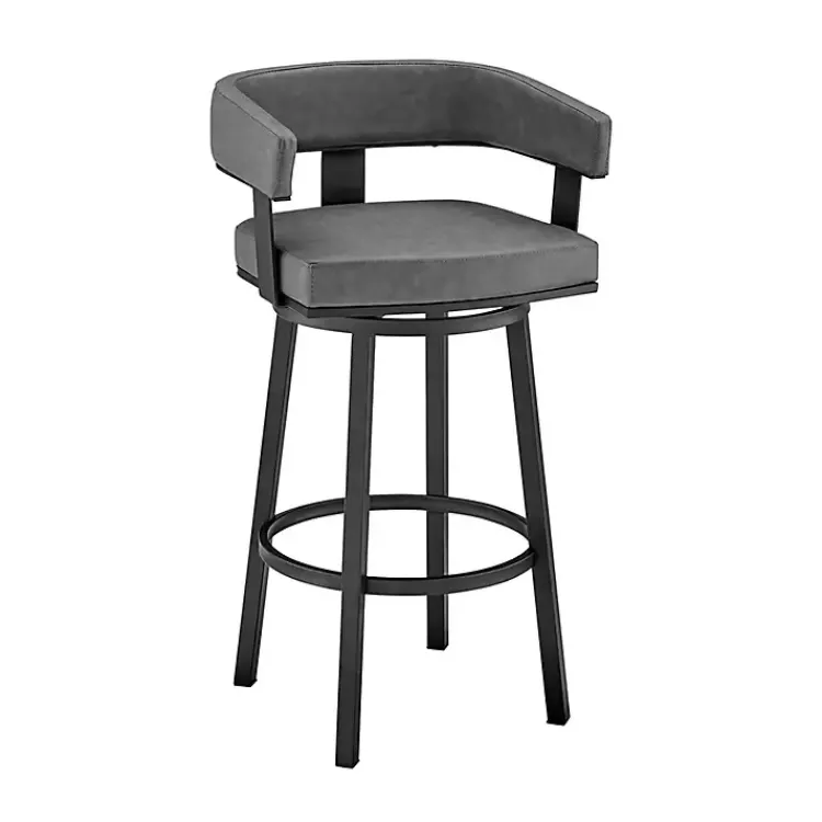 Kirklands Home Bar Stools & Counter Height Stools|Faux Leather Lorin Swivel Counter Stool Gray
