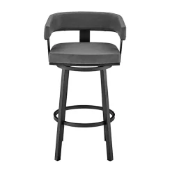Kirklands Home Bar Stools & Counter Height Stools|Faux Leather Lorin Swivel Counter Stool Gray