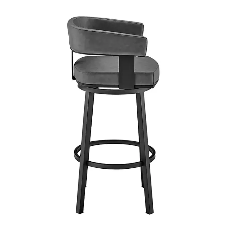 Kirklands Home Bar Stools & Counter Height Stools|Faux Leather Lorin Swivel Counter Stool Gray
