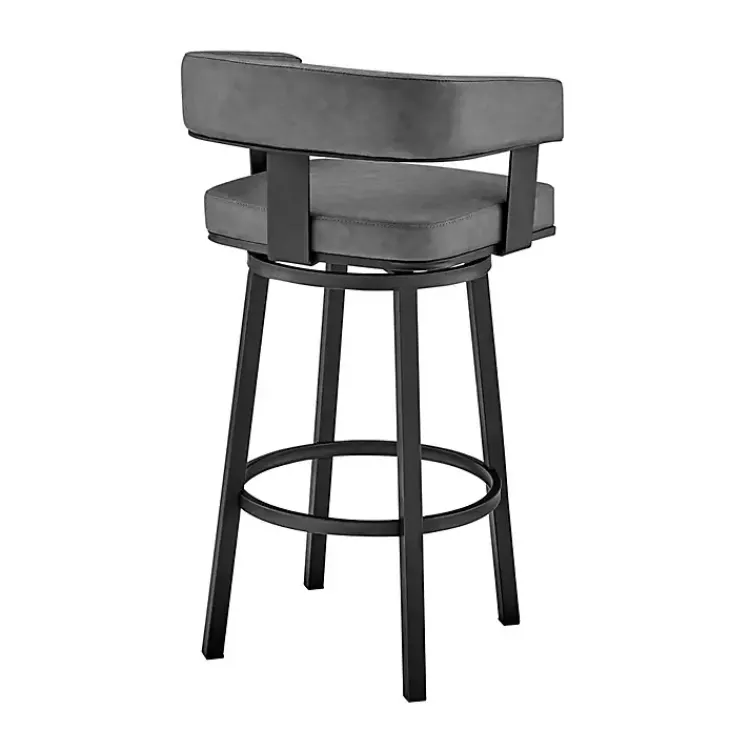 Kirklands Home Bar Stools & Counter Height Stools|Faux Leather Lorin Swivel Counter Stool Gray