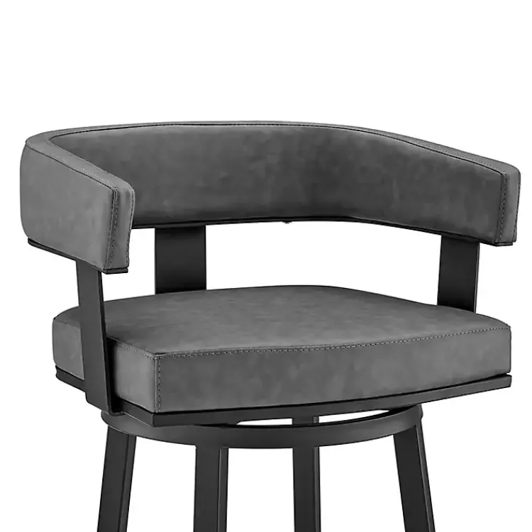 Kirklands Home Bar Stools & Counter Height Stools|Faux Leather Lorin Swivel Counter Stool Gray