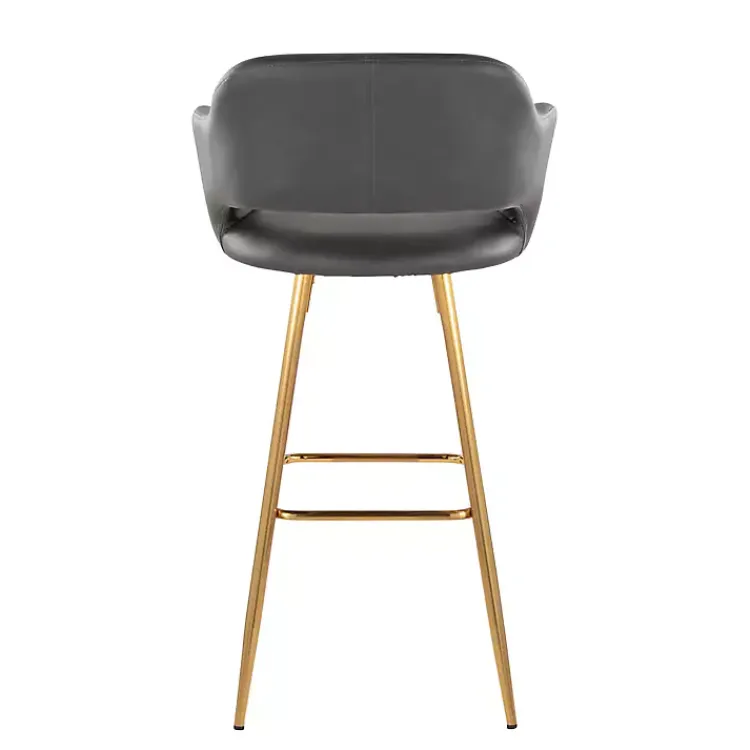 Kirklands Home Bar Stools & Counter Height Stools|Faux Leather Marge Bar Stools, Set of 2 Gray