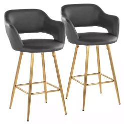 Kirklands Home Bar Stools & Counter Height Stools|Faux Leather Marge Counter Stools, Set of 2 Gray