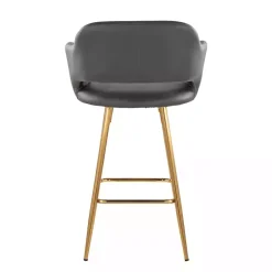 Kirklands Home Bar Stools & Counter Height Stools|Faux Leather Marge Counter Stools, Set of 2 Gray