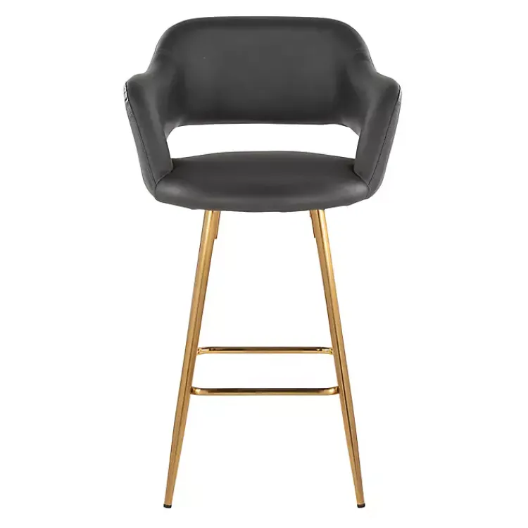 Kirklands Home Bar Stools & Counter Height Stools|Faux Leather Marge Counter Stools, Set of 2 Gray