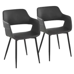 Kirklands Home Dining Chairs|Faux Leather Marge Dining Chairs, Set of 2 Gray