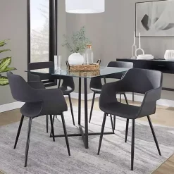 Kirklands Home Dining Chairs|Faux Leather Marge Dining Chairs, Set of 2 Gray