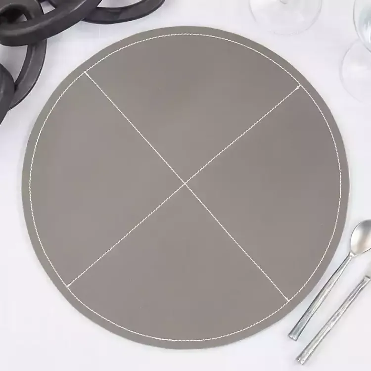 Kirklands Home Table Linens|Faux Leather Placemats, Set of 4 Gray