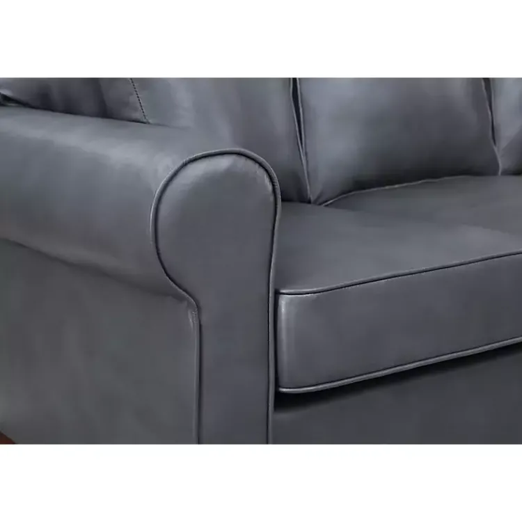 Kirklands Home Sofas & Loveseats|Faux Leather Rolled Arm Sectional Gray