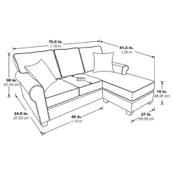Kirklands Home Sofas & Loveseats|Faux Leather Rolled Arm Sectional Gray