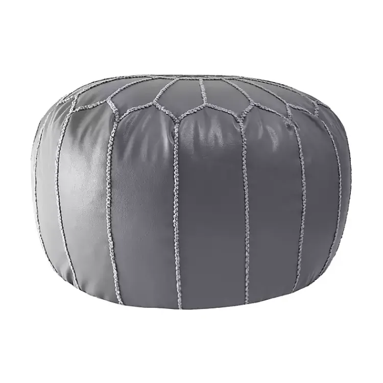 Online Faux Leather Round Pouf Poufs & Floor Cushions