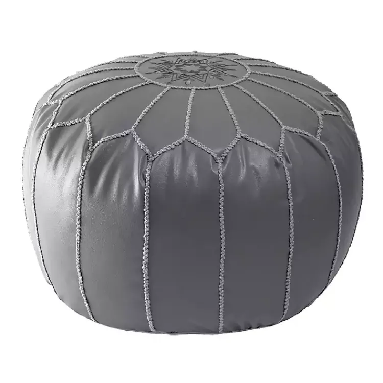 Online Faux Leather Round Pouf Poufs & Floor Cushions