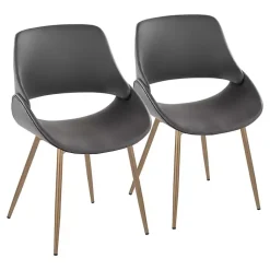 Kirklands Home Accent Chairs|Faux Leather Scooped Accent Chairs, Set of 2 Gray