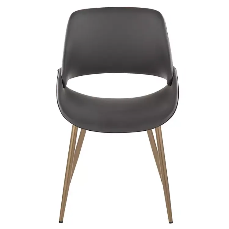 Kirklands Home Accent Chairs|Faux Leather Scooped Accent Chairs, Set of 2 Gray