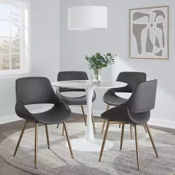 Kirklands Home Accent Chairs|Faux Leather Scooped Accent Chairs, Set of 2 Gray