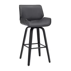 Kirklands Home Bar Stools & Counter Height Stools|Faux Leather Tyler Swivel Bar Stool Gray