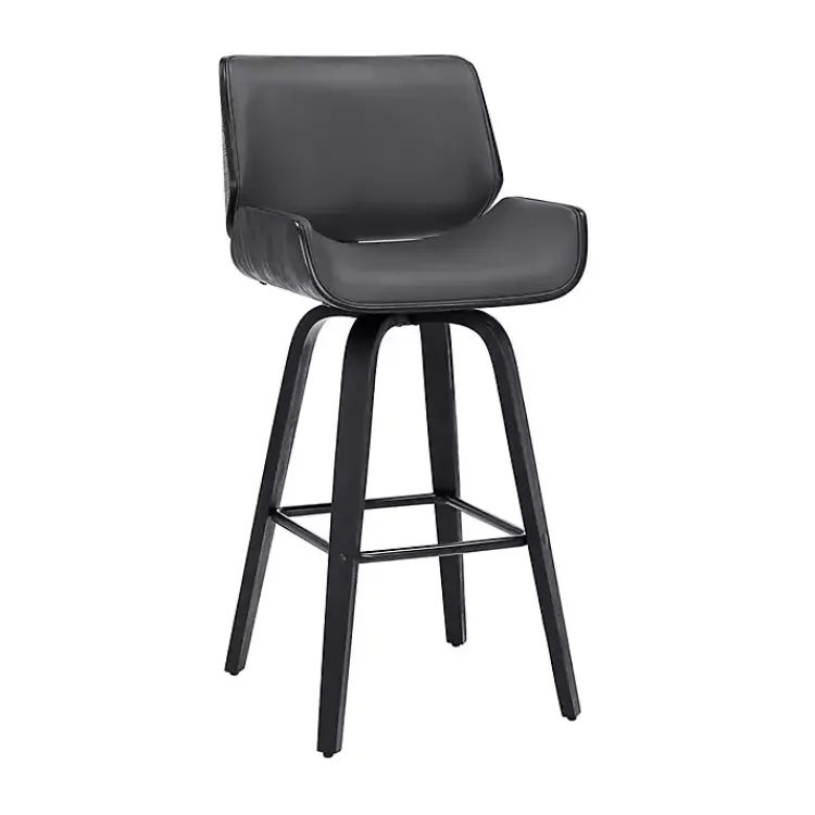 Kirklands Home Bar Stools & Counter Height Stools|Faux Leather Tyler Swivel Bar Stool Gray