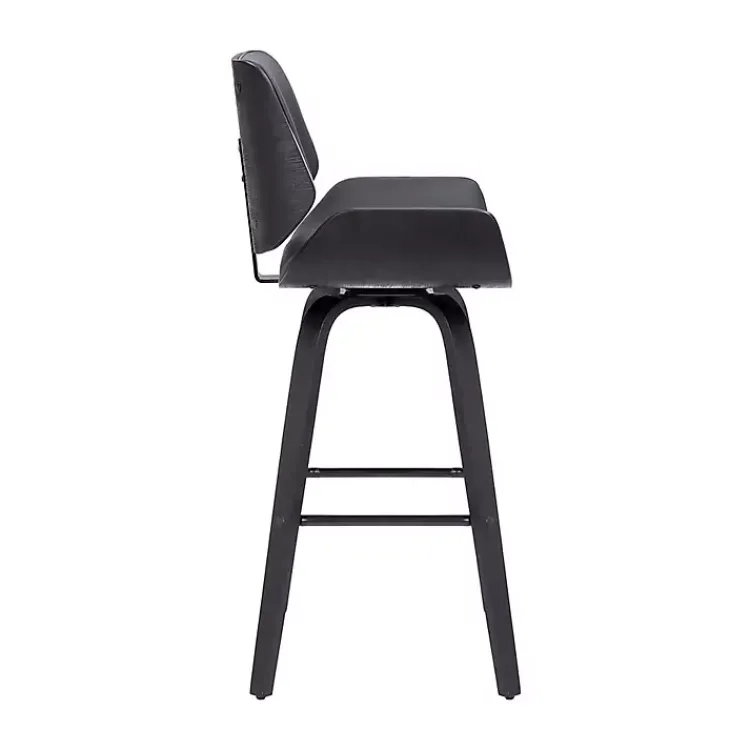 Kirklands Home Bar Stools & Counter Height Stools|Faux Leather Tyler Swivel Bar Stool Gray