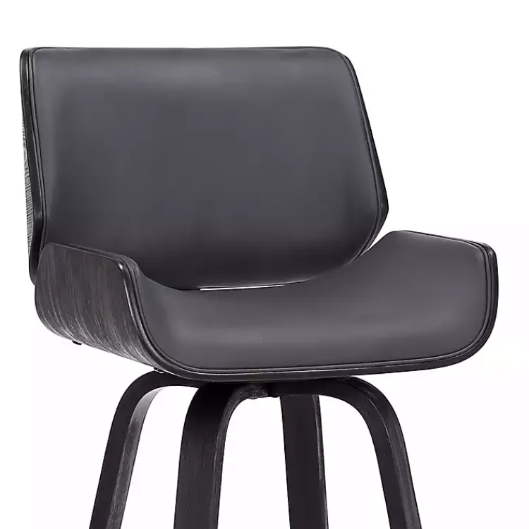 Kirklands Home Bar Stools & Counter Height Stools|Faux Leather Tyler Swivel Bar Stool Gray