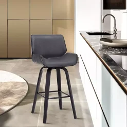 Kirklands Home Bar Stools & Counter Height Stools|Faux Leather Tyler Swivel Bar Stool Gray