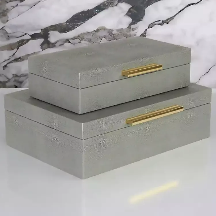 Sale Faux Shagreen Decorative Boxes, Set of 2 Baskets & Boxes
