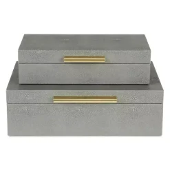 Sale Faux Shagreen Decorative Boxes, Set of 2 Baskets & Boxes