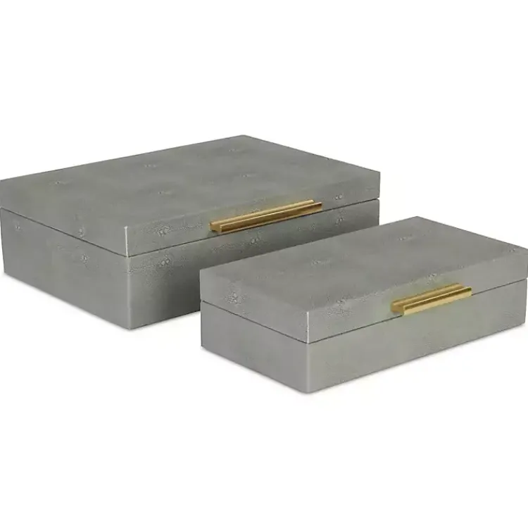 Sale Faux Shagreen Decorative Boxes, Set of 2 Baskets & Boxes