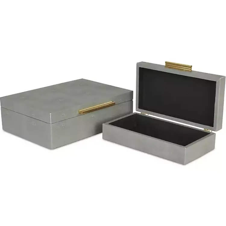 Sale Faux Shagreen Decorative Boxes, Set of 2 Baskets & Boxes
