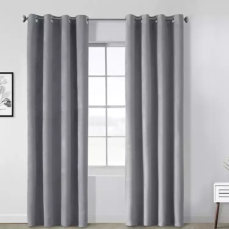 Kirklands Home Curtains & Drapes|Faux Suede Blackout Curtain Panel, 63 in. Gray