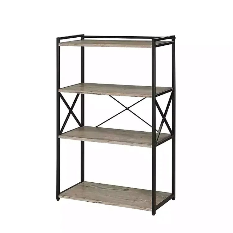 Kirklands Home Bookshelves|Gray Finish X Frame Open Shelf Bookcase