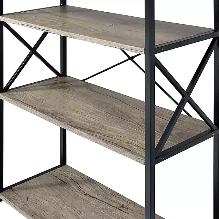 Kirklands Home Bookshelves|Gray Finish X Frame Open Shelf Bookcase