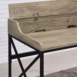 Kirklands Home Office Furniture|Gray Finish X Frame Wooden Hinged Top Desk