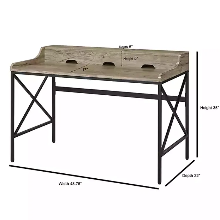 Kirklands Home Office Furniture|Gray Finish X Frame Wooden Hinged Top Desk