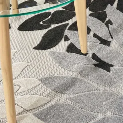 Kirklands Home Outdoor Rugs|Gray Floral Burst Round Outdoor Area Rug