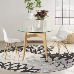 Kirklands Home Outdoor Rugs|Gray Floral Burst Round Outdoor Area Rug
