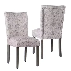 Kirklands Home Dining Chairs|Floral Parsons Dining Chairs, Set of 2 Gray