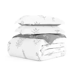 Kirklands Home Duvets|Gray Floral Reversible 2-pc. Twin Duvet Cover Set