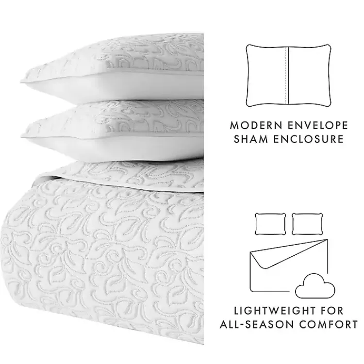 Kirklands Home Quilts|Floral Stitch 3-pc. King Quilt Set Gray