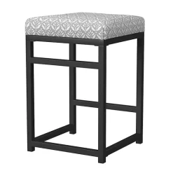 Kirklands Home Bar Stools & Counter Height Stools|Gray Floral Upholstered Counter Stool