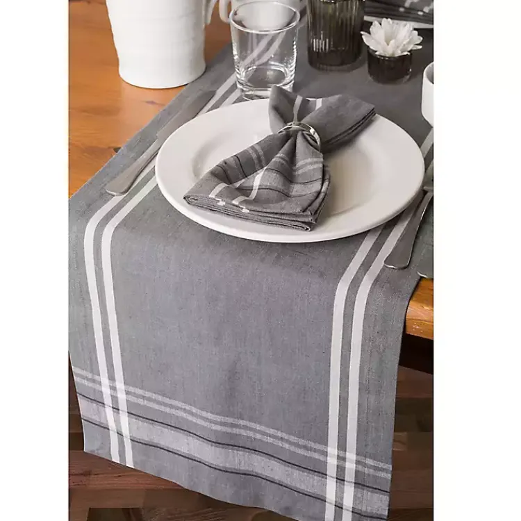 Kirklands Home Table Linens|French Chambray Table Runner Gray