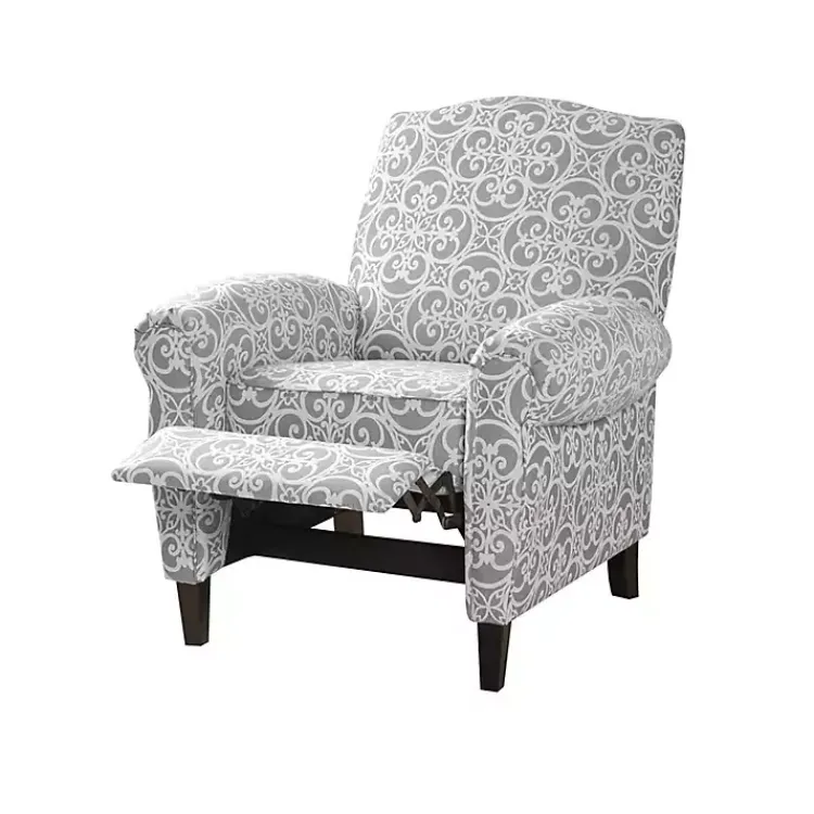 Kirklands Home Accent Chairs|Fretwork Orville Recliner Gray