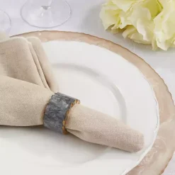 Kirklands Home Table Linens|Geode Artistry Napkin Rings, Set of 4 Gray