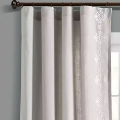 Kirklands Home Curtains & Drapes|Geometric Border Curtain Panel, 84 in. Gray