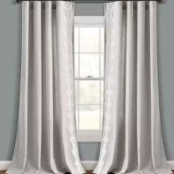 Kirklands Home Curtains & Drapes|Geometric Border Curtain Panel, 84 in. Gray