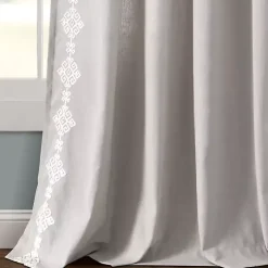 Kirklands Home Curtains & Drapes|Geometric Border Curtain Panel, 84 in. Gray