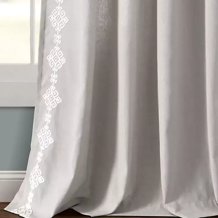 Kirklands Home Curtains & Drapes|Geometric Border Curtain Panel, 84 in. Gray