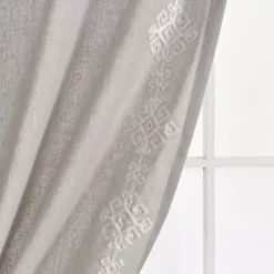 Kirklands Home Curtains & Drapes|Geometric Border Curtain Panel, 84 in. Gray