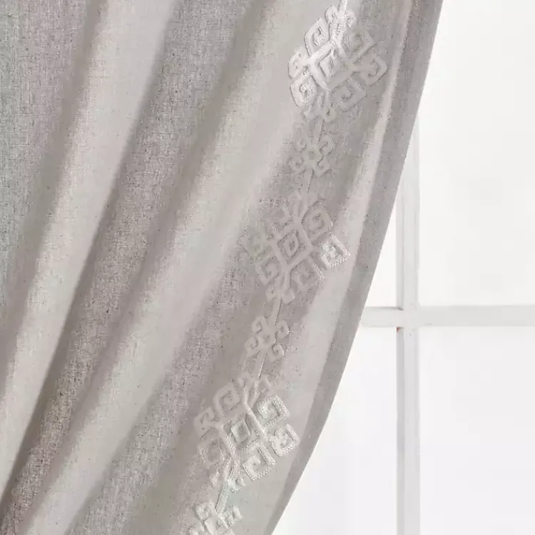 Kirklands Home Curtains & Drapes|Geometric Border Curtain Panel, 84 in. Gray